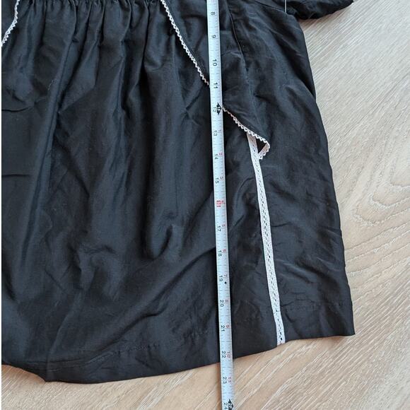 7 For All Mankind Black Ruffle Cap Sleeve Crew-Neck Blouse Top, size S - Picture 5 of 6